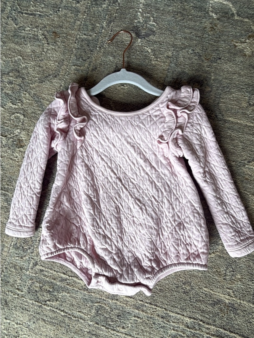 The Beaufort Bonnet Company Pale Pink Quilted Ruffle Bodysuit